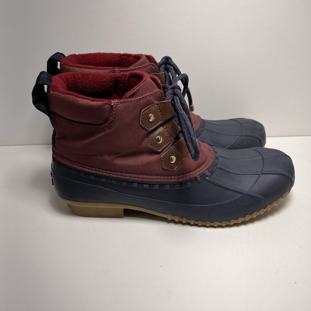 Tommy Hilfiger Women's Red and Navy Lace-Up Duck Boots